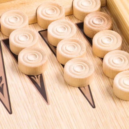 Wolf -grinding backgammon, wooden board is 40 x 40 cm, with a field of checkers-3