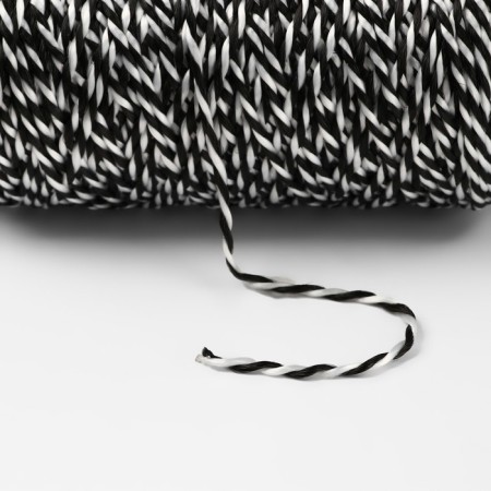 Thread for weaving, twisted, d = 2 mm, 100 m, black and white color-2