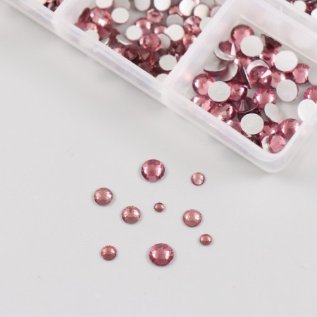 Decor for creativity Glass "Rhinestones. Dark pink" d = 2-4.8 mm nr 1188 pcs 6x8x1.5 cm-2
