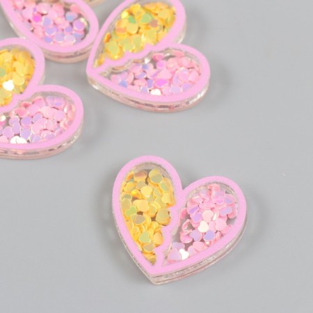 Shakeker for Akril's creativity "heart" with a glitter of 0.5x3.1x2.8 cm set 5 pcs-1