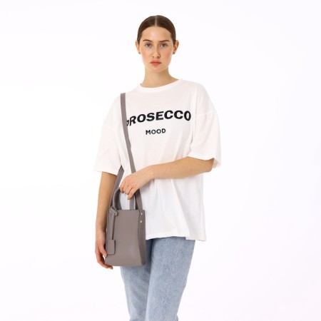 Bag Cross-Bodi with a zipper, Textura, small size, color light gray-5