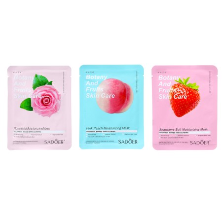 A set of moisturizing, fabric facial masks "Botanika No. 1", 3 pcs