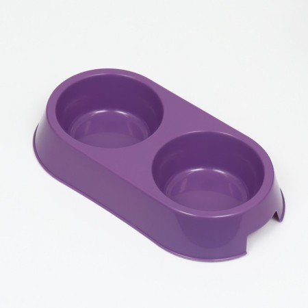 Double plastic bowl 29.5 x 16.5 x 5 cm, purple-2