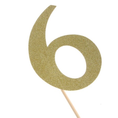 Topper in the cake "6", color gold-1