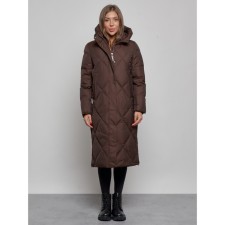 Coat insulated winter female, size 48, color dark brown