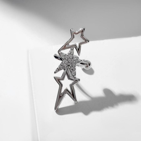Earring "Kaff" three stars, white color in silver-1