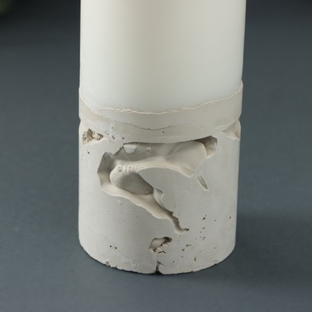 Candle-cylinder "Concrete", 6x15 cm, white-7