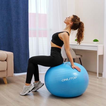 Fitball ONLYTOP, D = 85 cm, 1400 g, anti -wings, blue color-4