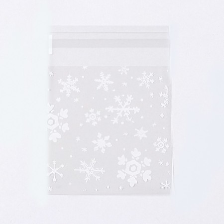 BOPP package with sticky tape, "snowflakes", 10 x 10+3cm-2