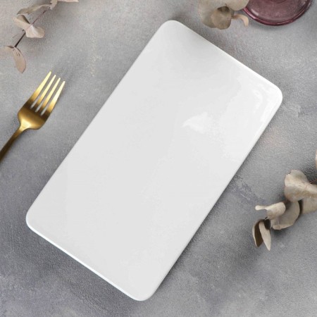 Porcelain dish, 25.5 × 14.5 cm, white color