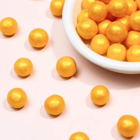 Sprinking confectionery with a soft center "Pearls" gold 12-13 mm 50 g-3