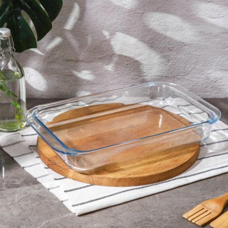 Form for baking and baking of heat -resistant glass rectangular shares, 3 l, 39 × 24 × 6 cm