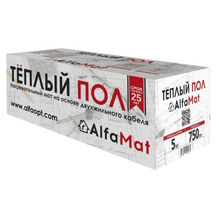 Warm floor Alfamat, mat, 750 watts, 5 m2, 2 veins