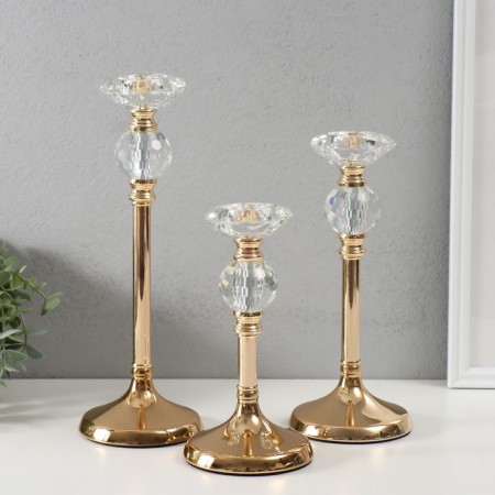 Summary metal, glass "Olivia" d = 4 cm, set 3 pcs h = 33 cm, 27 cm, 22 cm-1