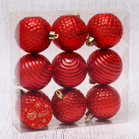 Set of balls plastic D-6 cm, 9 pcs "Nereya" red-1
