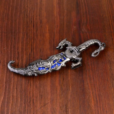 Souvenir knife, 24.5 cm carved scabbard, dragon on the handle-1