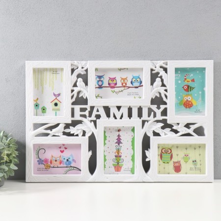 Multipher "Family" in 6 photos, 10x15 cm, plastic, col. white