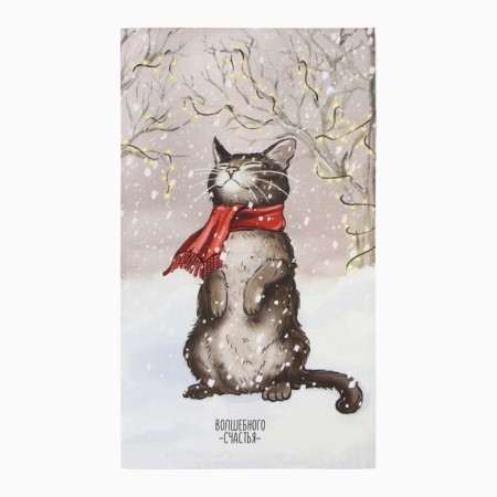 Set Gift Ethel "Snow Cat": kitchener 40x73cm, take 17x17cm; cotton 100%,-1