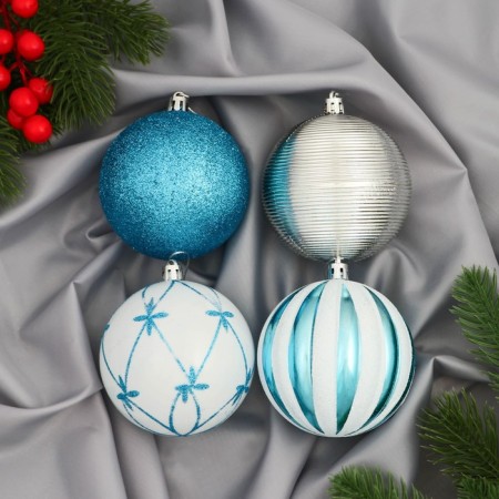 Set of balls plastic D-8 cm, 4 pcs "Agnet" patterns, mix