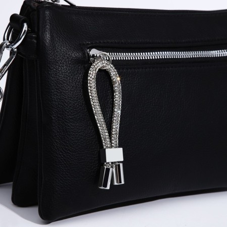 Bag Cross-Bodi with a zipper, black color-3