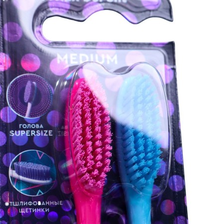 Dental brush D.I.E.S. Neon 1+1 average stiffness, 2 pcs.-1