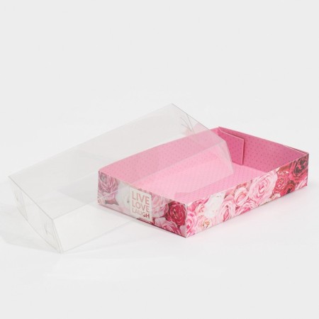Confectionery packaging, Makarun box with PVC lid, Live Love Laugh, 17 x 12 x 3.5 cm-2