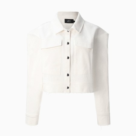 Women's shirt shortened with cuts Mist: Denim R.42, White-6