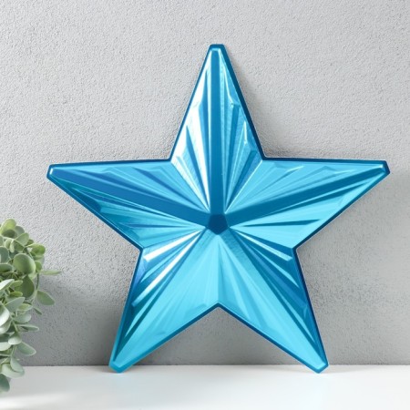 Figure "Star with faces" Small blue metallic, half, 33.3x31.5 cm-1