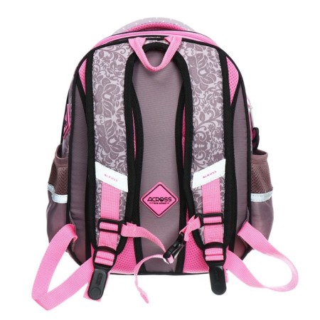 School backpack 40x33x15cm, ergonomic back, Across 410, gray/pink-4