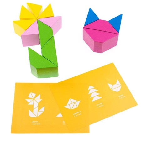 Triangles colored, 16 elements, 8 cards with tasks-4