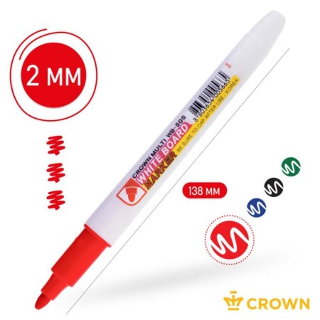 Marker for white boards 2.0 mm, Crown Multi Board Slim, bullet, red-1