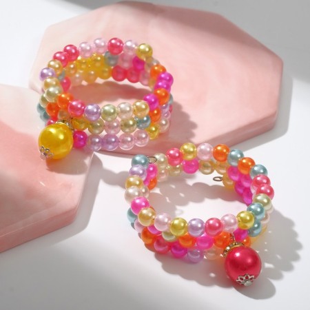 Bracelet Children's "chosen" pearls, 3 threads, color mix