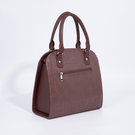Women's bag El Masta with a zipper, outer pocket, long belt, coffee color-1