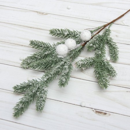 Decor "Winter Dreams" a twig with white balls, 50 cm-4