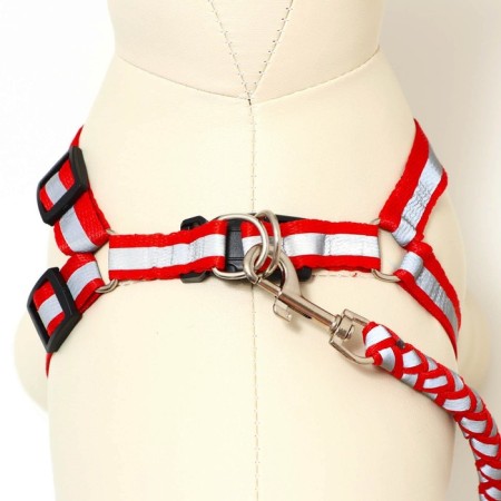 Set "braid", fluorescent, leash 115 x 1 cm, og 32-48 x 1.5 cm, red-4