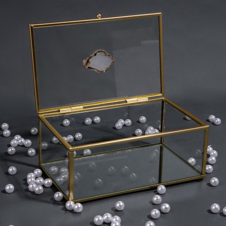 Organizer for storage "Mountains", with a lid, glass, with a mirror -bottom, 1 section, 17 × 10.5 × 7 cm, the color is transparent/copper-5