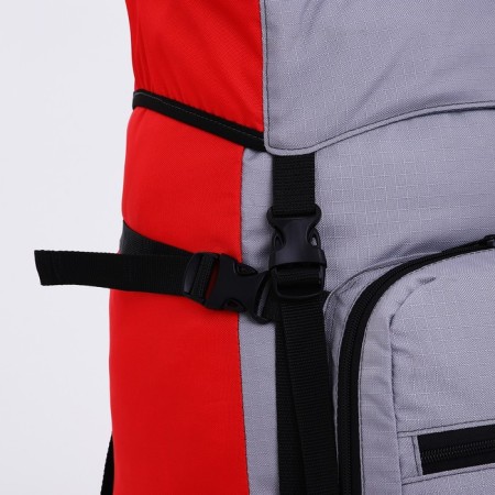 Tourist backpack, TAIF, 60 l, cord department, outer pocket, 2 side nets, gray/red color-3