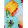 Waffle towel with a loop, color mix, size 33x50 cm