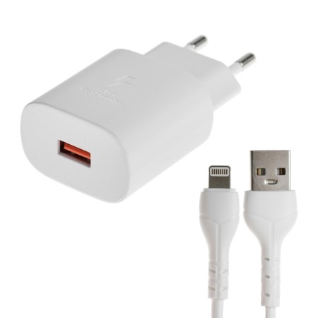 The BYZ U40, 1 USB, 18 W, 5 A, USB cable - Lightning, 1 m, pd, white