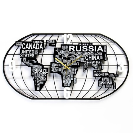 Watching clock, series: interior, "Map of the World", smooth move, 40 x 78 cm