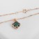 Set 3 objects: earrings, pendant, dimensionless “Edel” rhombus, green color in gold, 45 cm