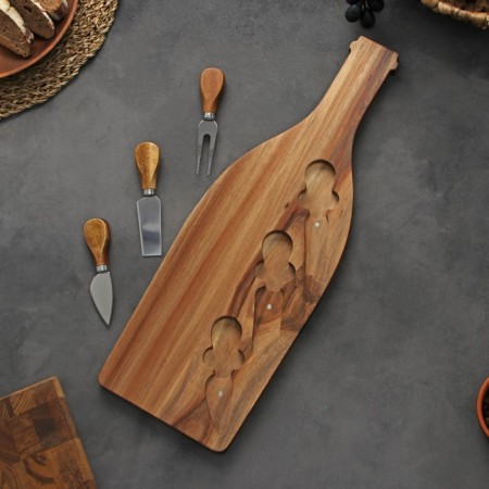 Set for feeding cheese Magistro Bottle, 3 knives, 48 ​​× 17 × 1.5 cm, acacia-1