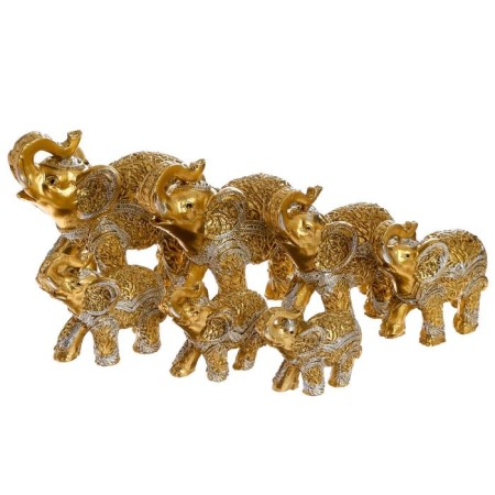 Souvenir Polystone "Golden Elephants - Roots of Trees" Nr 7 pcs H = 9; 8.5; 7.7; 6.5; 6.2; 5.4; 4.2 cm-7