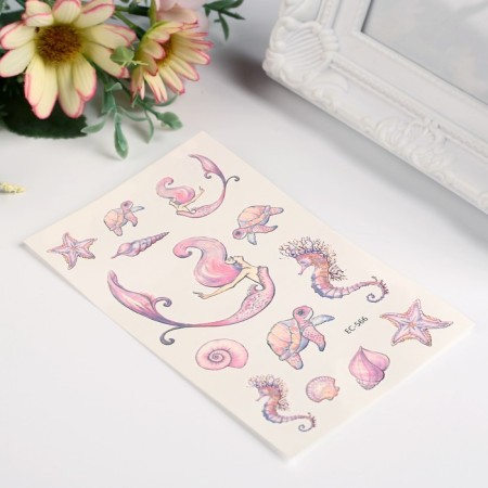 Tattoo on the body color "Mermaid and underwater world" 12x7.5 cm-1
