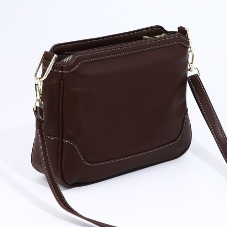 Cross-Bodi Bag on a zipper, brown color-1