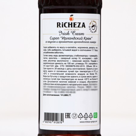 Сироп RICHEZA «Ирландский Крем» 0,33 л-1