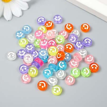 Beads for creativity Plastic "White Smiley on color" set of 20 g 0.5x1x1 cm