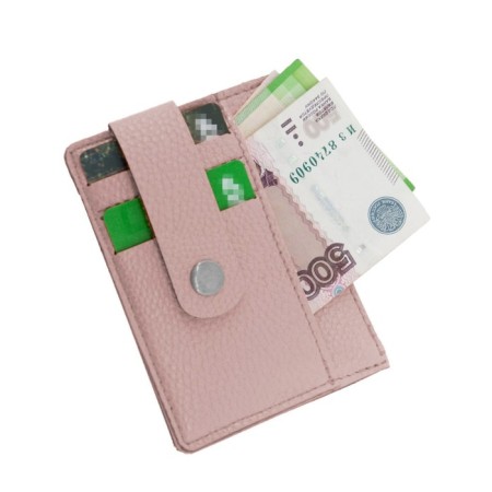 Cartholder, genuine leather, pink 11x8x1 cm