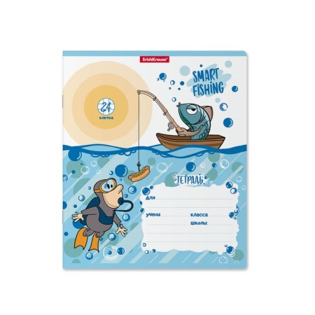 Notebook 24 sheets in the Erichkrause Fish Story cage, cover coated cardboard, offset block, whiteness 100% whiteness, mix-2