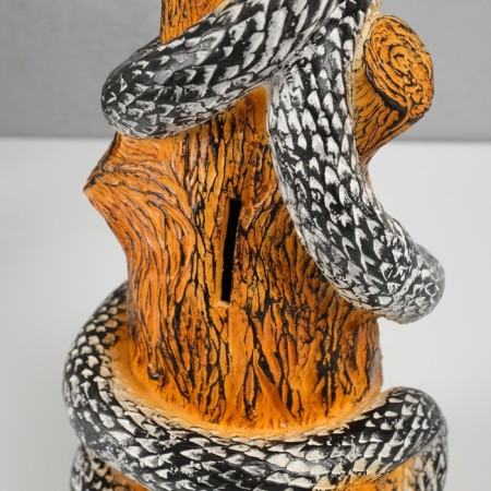 New Year's piggy bank "Snake on the stump" 33 x 14 x 15 cm.-5